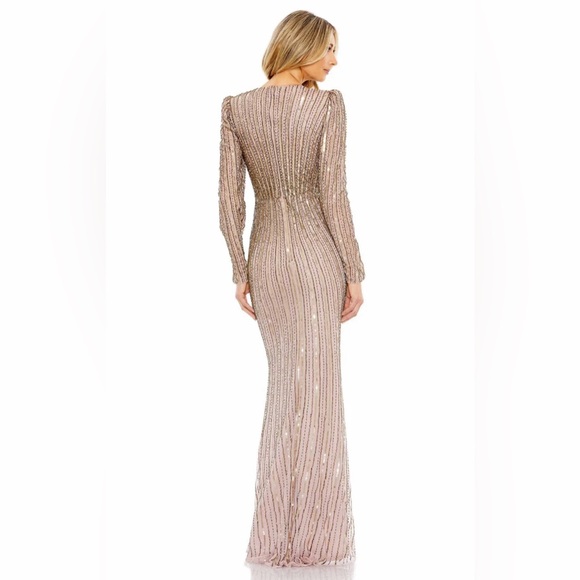 Embellished puff sleeve side knot gown - Picture 2 of 8